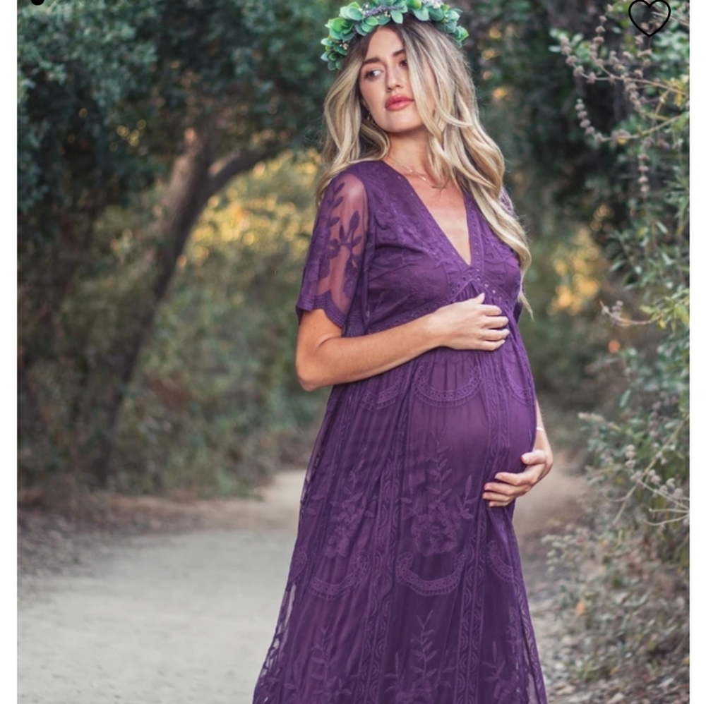 Purple lace maternity dress